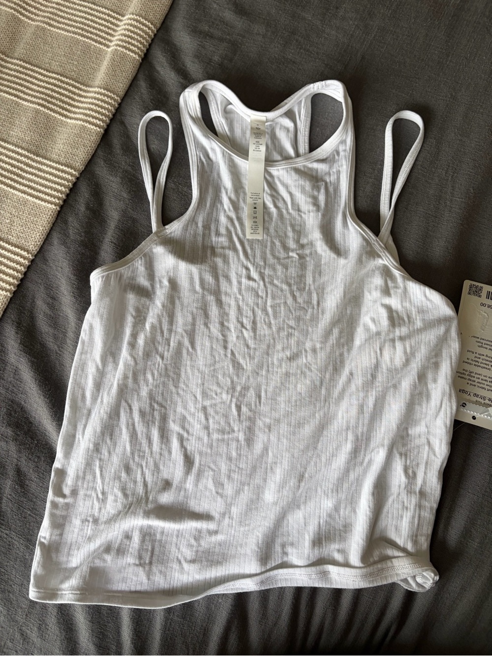 lululemon athletica White Ribbed Racerback Tank